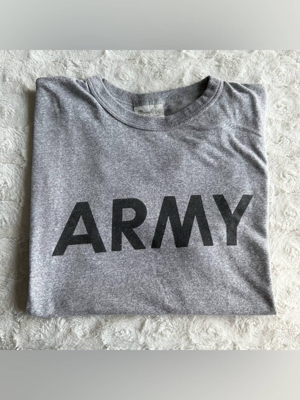 Vintage Champion Army Shirt Tee Mens Large Gray Military Single Stitch 80s USA